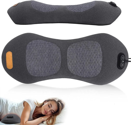 Triple Fusion Back Massager, Electric Lumbar Support Pillow Heat Vibration Massage Lower Back Spine Decompression Device, for Pain Relief Deep Tissue